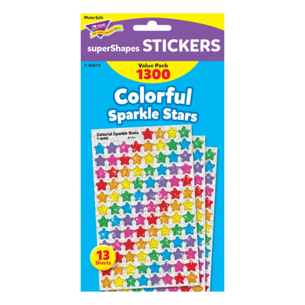 Colorful Sparkle Stars superShapes Value Pack, 1300 Per Pack, 3 Packs