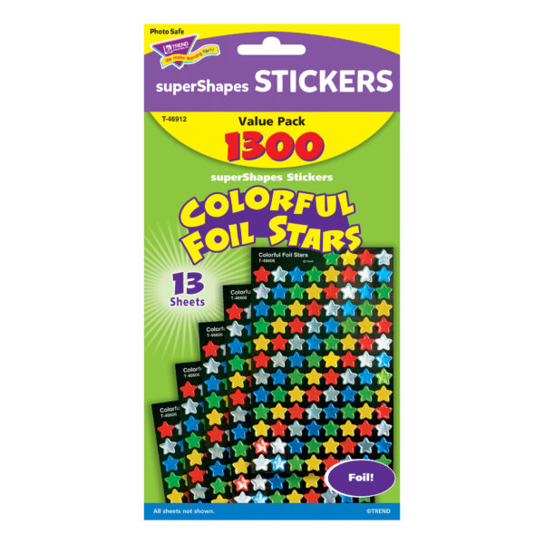 Colorful Foil Stars superShapes Value Pack, 1300 Per Pack, 3 Packs