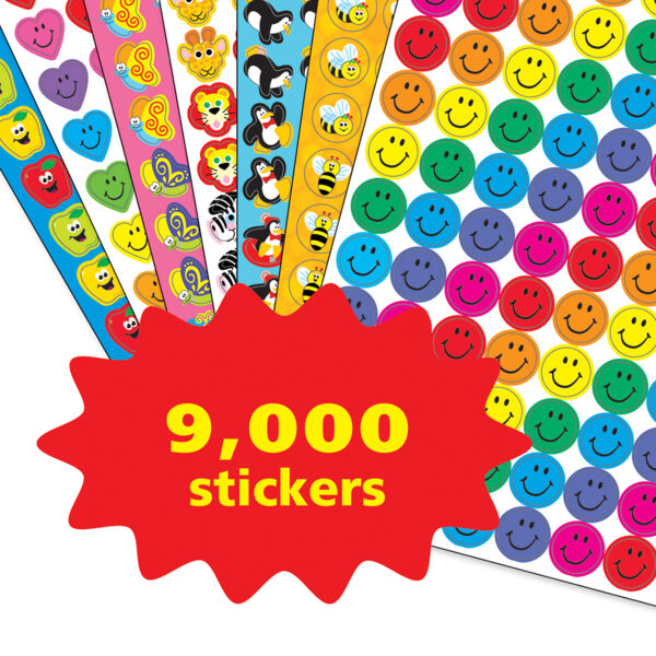 SuperSpots & SuperShapes Stickers Assortment Pack, 100 Stickers Per Sheet, 90 Sheets