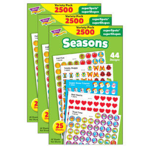 Seasons superSpots-superShapes Variety Pack, 2500 Per Pack, 3 Packs