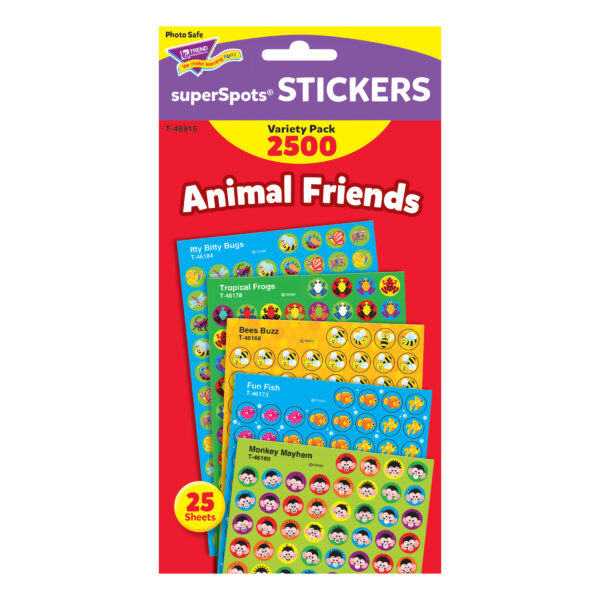 Animal Friends superSpots Stickers Variety Pack, 2500 Per Pack, 3 Packs