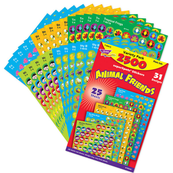 Animal Friends superSpots Stickers Variety Pack, 2500 Per Pack, 3 Packs