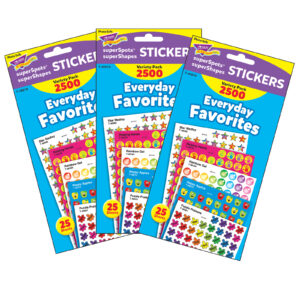 Everyday Favorites superSpots-superShapes Variety Pack, 2500 Per Pack, 3 Packs