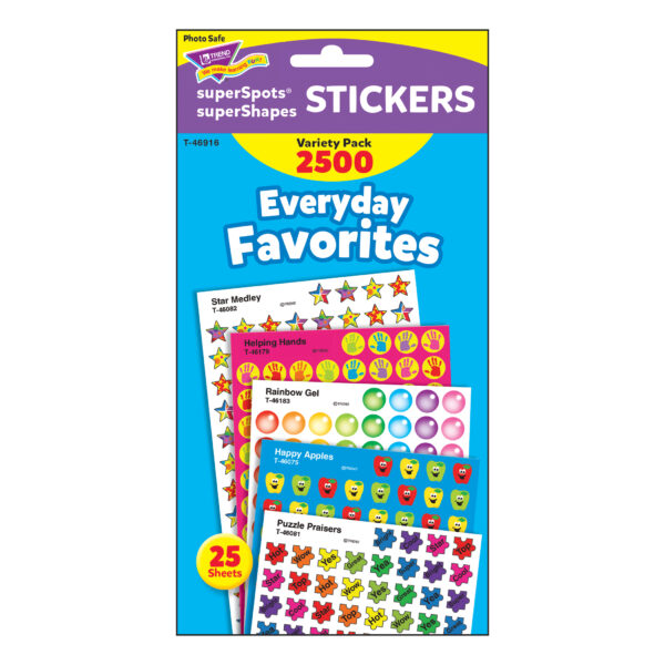 Everyday Favorites superSpots-superShapes Variety Pack, 2500 Per Pack, 3 Packs