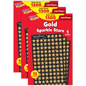 Gold Sparkle Stars superShapes Value Pack, 1300 Per Pack, 3 Packs