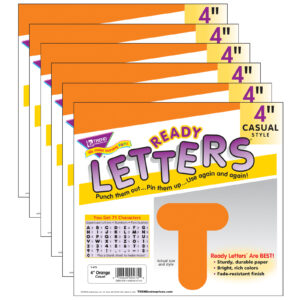 Orange 4" Casual Uppercase Ready Letters, 6 Packs