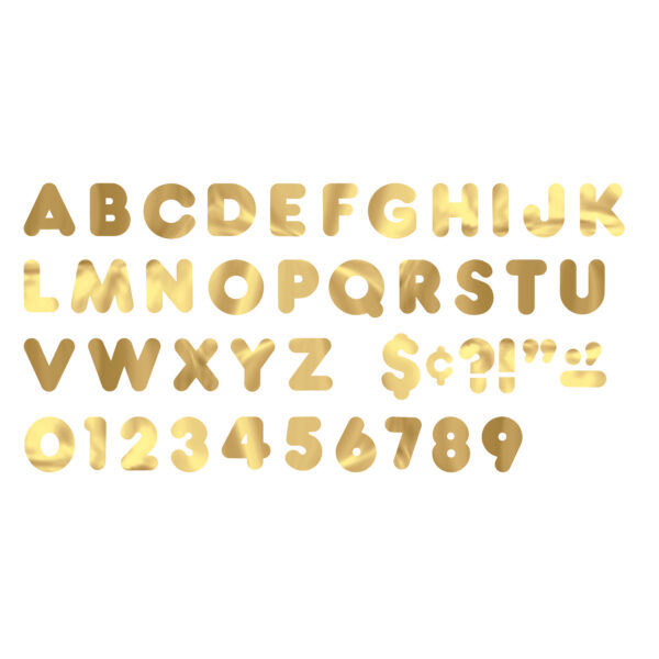 Gold Metallic 4" Casual Uppercase Ready Letters, 71 Per Pack, 3 Packs