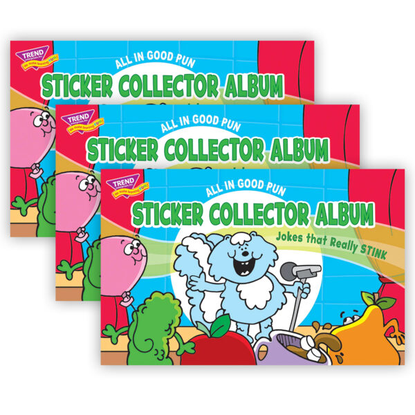 All in Good Pun Sticker Collector Album, 16 Pages, 8.5" x 5.5", Pack of 3