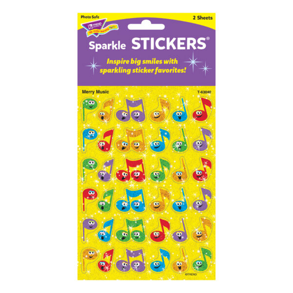 Merry Music Sparkle Stickers, 72 Per Pack, 12 Packs