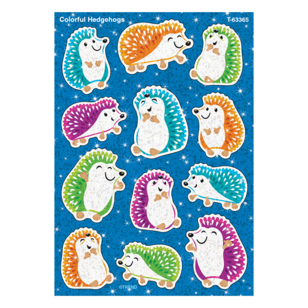 Colorful Hedgehogs Sparkle Stickers, 24 Per Pack, 6 Packs