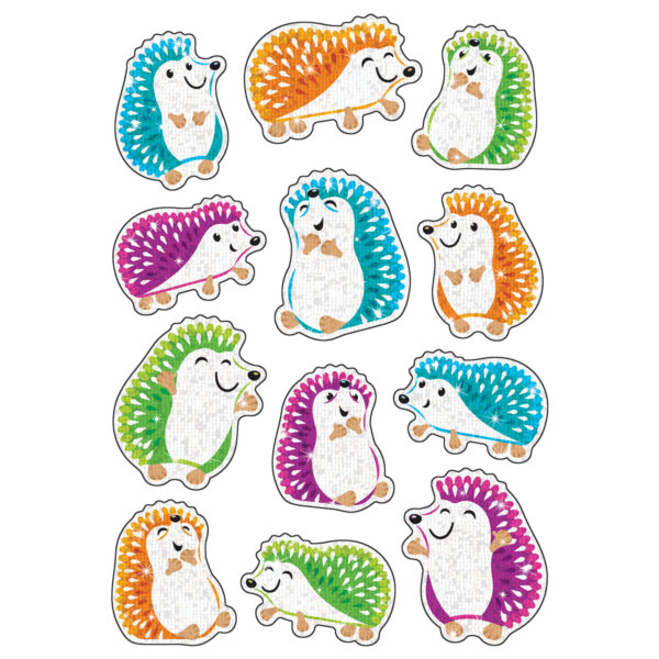 Colorful Hedgehogs Sparkle Stickers, 24 Per Pack, 6 Packs