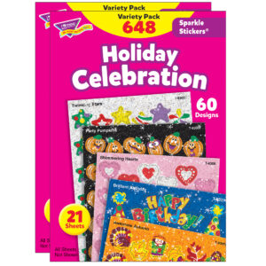 Holiday Celebration Sparkle Stickers Variety Pack, 648 Per Pack, 2 Packs