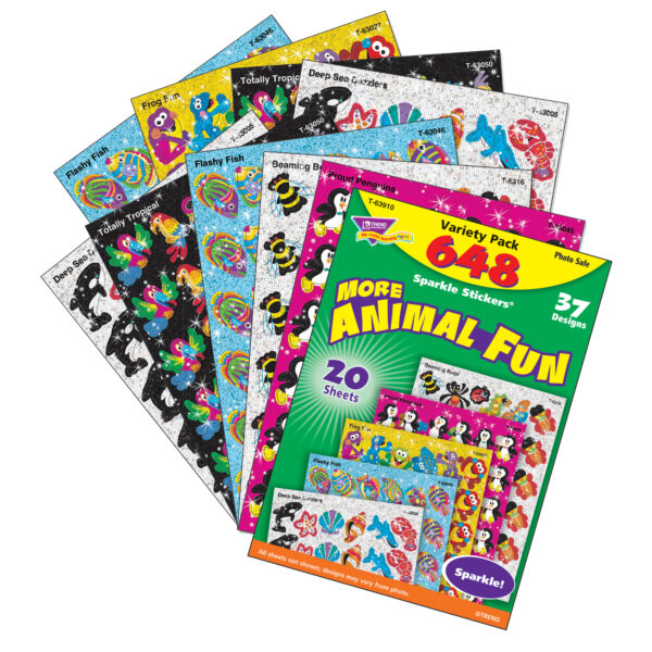 Animal Fun Sparkle Stickers Variety Pack, 656 ct