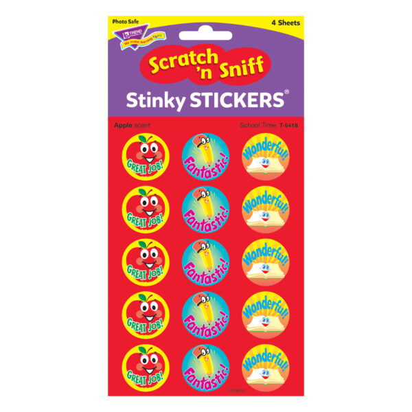 School Time-Apple Stinky Stickers, 60 Per Pack, 6 Packs