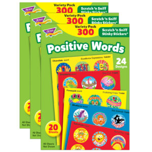 Positive Words Stinky Stickers Variety Pack, 300 Per Pack, 3 Packs