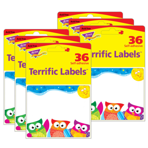 Owl-Stars! Terrific Name Tag-Labels, 36 Per Pack, 6 Packs