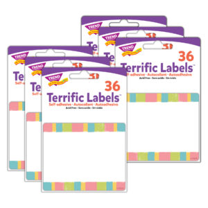 Cheerful Stripes Terrific Labels, 36 Per Pack, 6 Packs