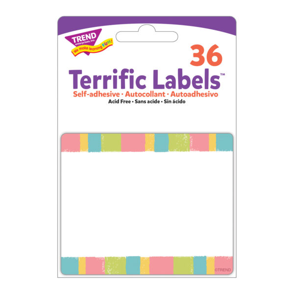 Cheerful Stripes Terrific Labels, 36 Per Pack, 6 Packs