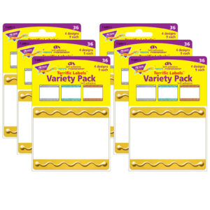 I ♥ Metal Embossed Terrific Labels Variety Pack, 36 Per Pack, 6 Packs