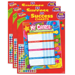 Praise Words 'n Stars Chore Charts, 25 Sheets Per Pad, Pack of 3