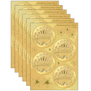 Excellence (Gold) Award Seals Stickers, 32 Per Pack, 6 Packs