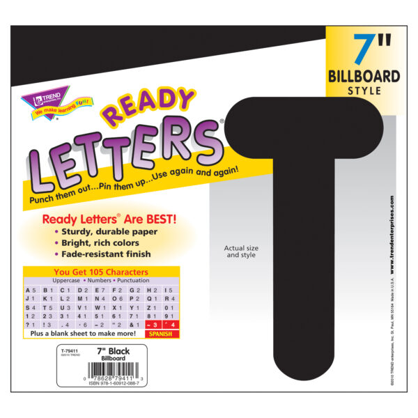 Black 7" Billboard Uppercase Ready Letters, 3 Packs