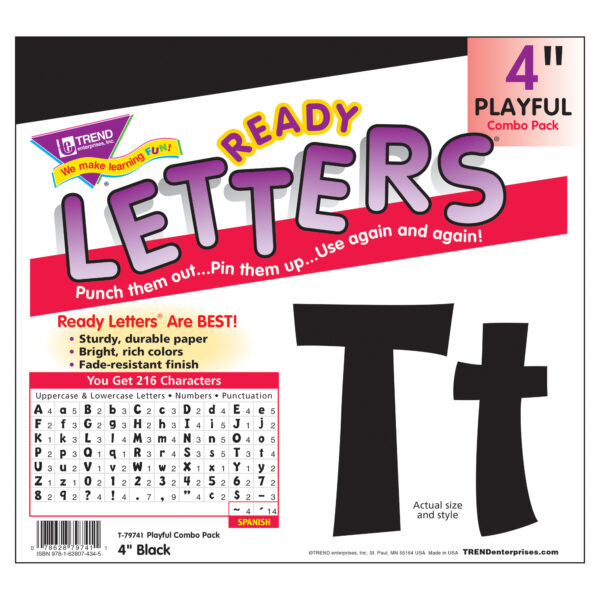 Black 4" Playful Combo Ready Letters, 3 Packs