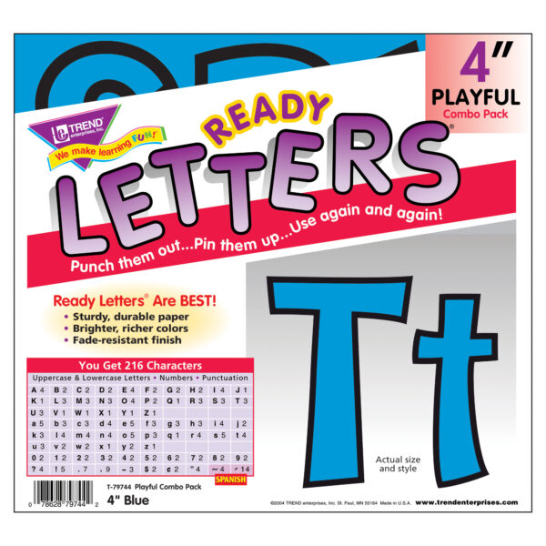 Blue 4" Playful Combo Ready Letters, 3 Packs