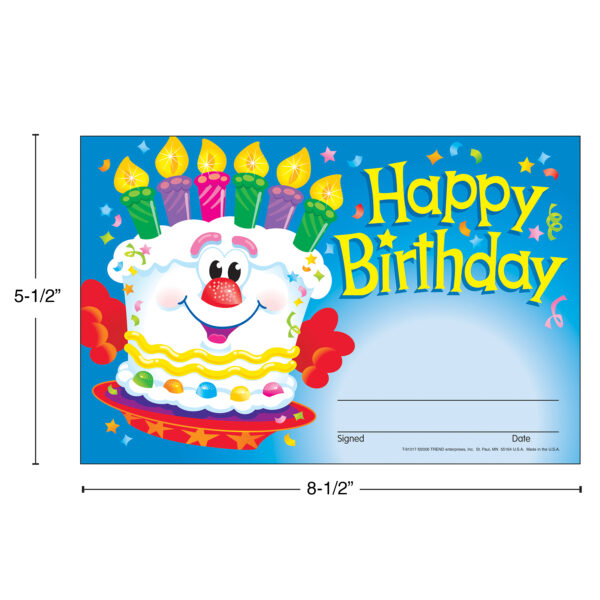 Happy Birthday Cake Recognition Awards, 30 Per Pack, 6 Packs