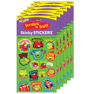 Appealing Apples-Apple Mixed Shapes Stinky Stickers, 60 Per Pack, 6 Packs