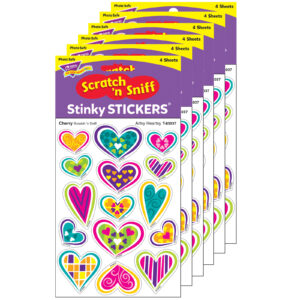 Artsy Heartsy-Cherry Mixed Shapes Stinky Stickers, 60 Per Pack, 6 Packs