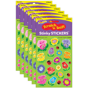 Friendly Flowers-Floral Mixed Shapes Stinky Stickers, 84 Per Pack, 6 Packs