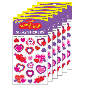 Sweet Hearts-Cherry Mixed Shapes Stinky Stickers, 72 Per Pack, 6 Packs