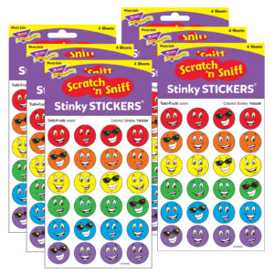 Colorful Smiles-Tutti-Frutti Stinky Stickers, 96 Per Pack, 6 Packs