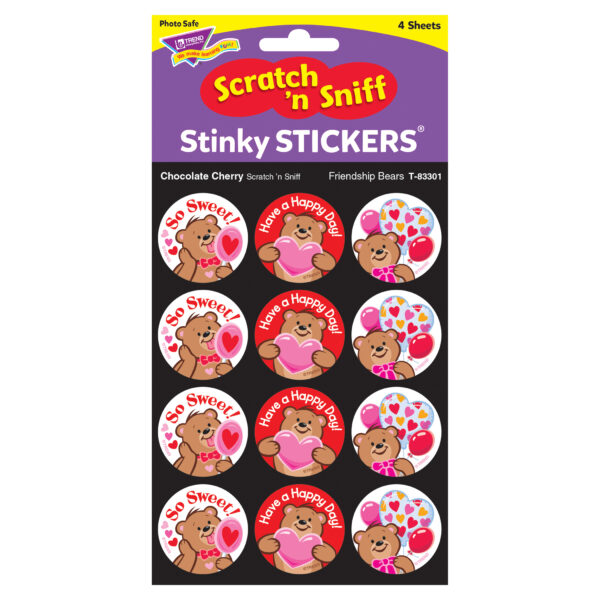 Friendship Bears-Chocolate Cherry Stinky Stickers, 48 Per Pack, 6 Packs