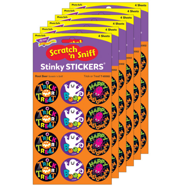 Trick or Treat!-Root Beer Stinky Stickers, 48 Per Pack, 6 Packs