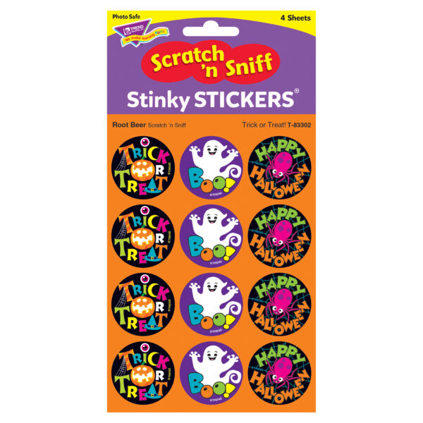 Trick or Treat!-Root Beer Stinky Stickers, 48 Per Pack, 6 Packs