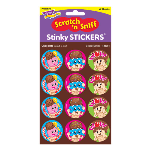 Scoop Squad-Chocolate Stinky Stickers, 48 Per Pack, 6 Packs