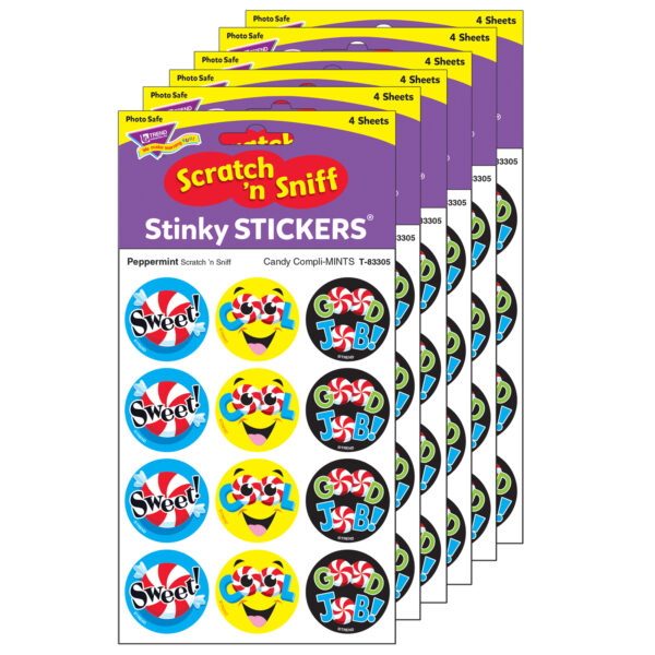 Candy Compli-MINTS-Peppermint Stinky Stickers, 48 Per Pack, 6 Packs