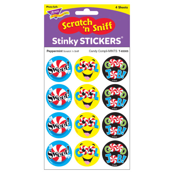 Candy Compli-MINTS-Peppermint Stinky Stickers, 48 Per Pack, 6 Packs