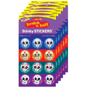 Colorful Skulls-Vanilla Stinky Stickers, 48 Per Pack, 6 Packs