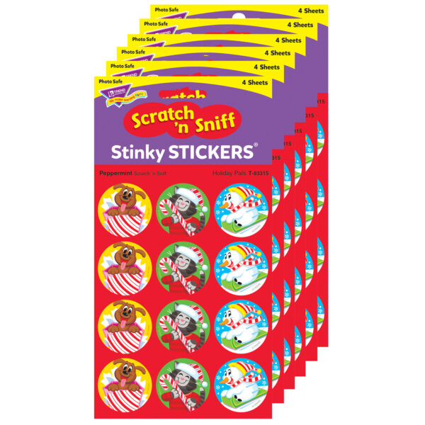 Holiday Pals-Peppermint Stinky Stickers, 48 Per Pack, 6 Packs