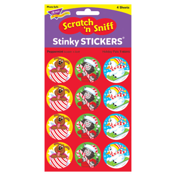 Holiday Pals-Peppermint Stinky Stickers, 48 Per Pack, 6 Packs