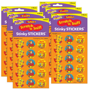 Thanksgiving Time-Pumpkin Stinky Stickers, 60 Per Pack, 6 Packs