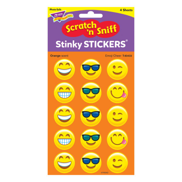 Emotion Icon Cheer-Orange Stinky Stickers, 60 Per Pack, 6 Packs