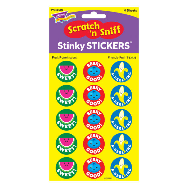 Friendly Fruit-Fruit Punch Stinky Stickers, 60 Per Pack, 6 Packs