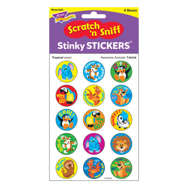 Awesome Animals-Tropical Stinky Stickers, 60 Per Pack, 6 Packs