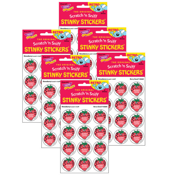 Berry Good-Strawberry Scented Stickers, 24 Per Pack, 6 Packs