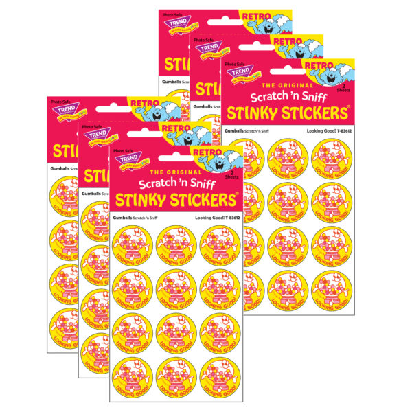 Looking Good!-Gumballs Scented Stickers, 24 Per Pack, 6 Packs