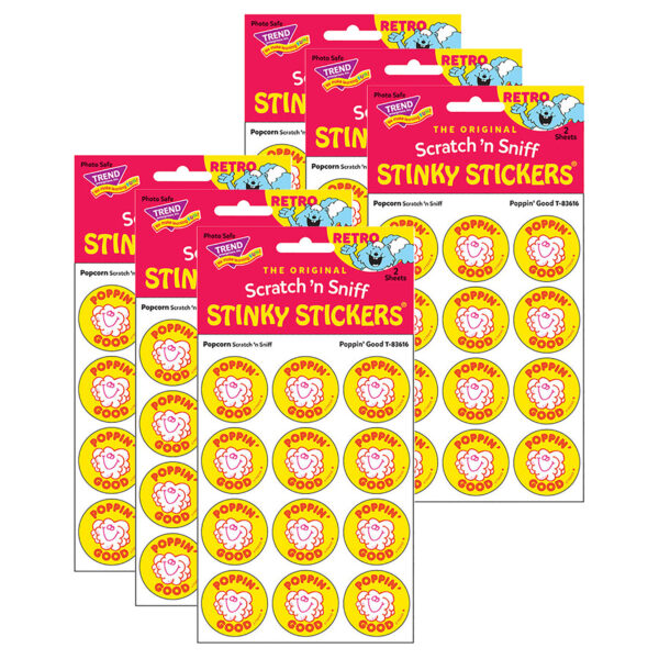 Poppin' Good-Popcorn Scented Stickers, 24 Per Pack, 6 Packs